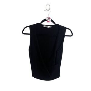 JustFab Tank Top XL Black Sleeveless Wrap Knit
